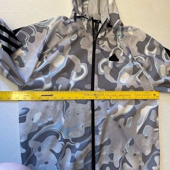 Adidas mens track white & grey all over print lightweight hoodie Sz-XS. Z9 - Picture 9 of 10